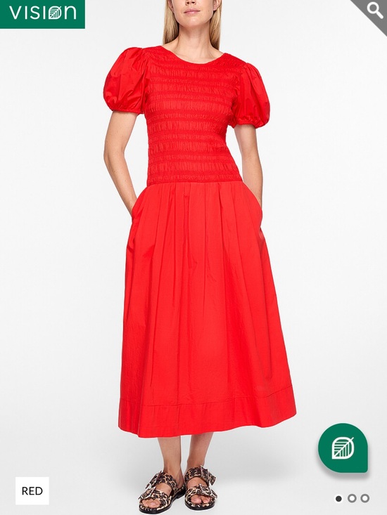 Ganni Dresses & Skirts - GANNI Black Smocked puff-sleeve Midi Dress